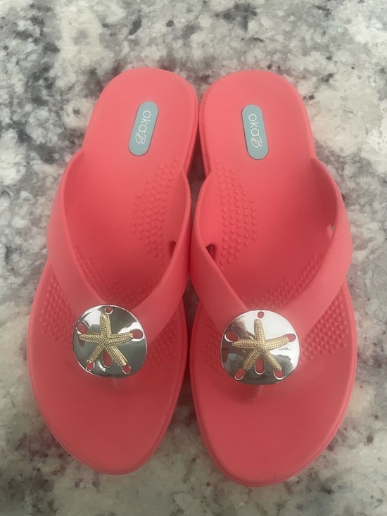 OKA b. Shoes - OKA b. Coral Pink Sandal Flip Flops with Starfish Accent